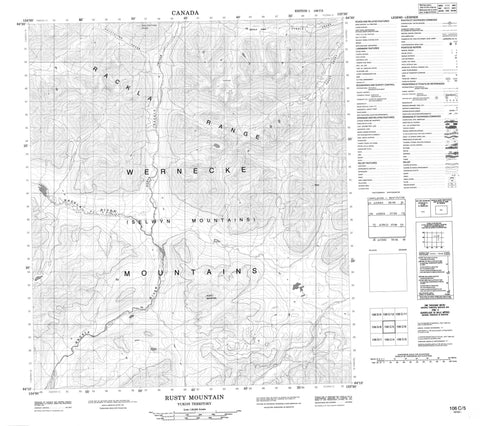 106C05 Rusty Mountain Canadian topographic map, 1:50,000 scale