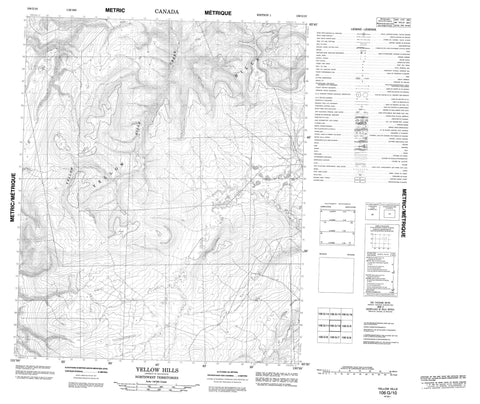 106G10 Yellow Hills Canadian topographic map, 1:50,000 scale