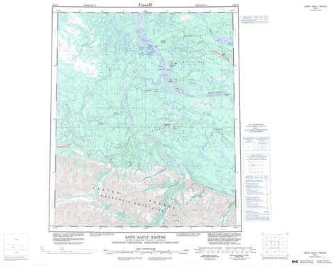 106H Sans Sault Rapids Canadian topographic map, 1:250,000 scale