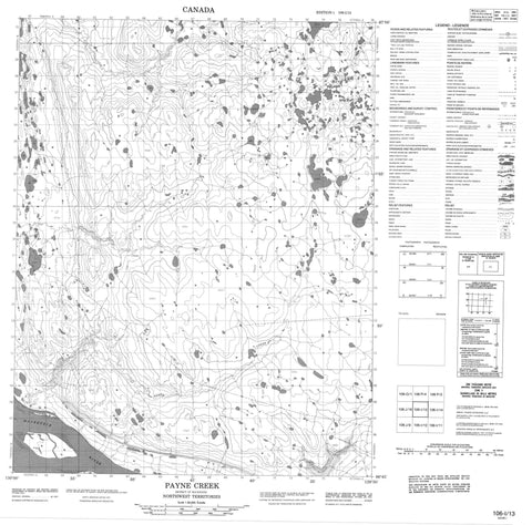 106I13 Payne Creek Canadian topographic map, 1:50,000 scale