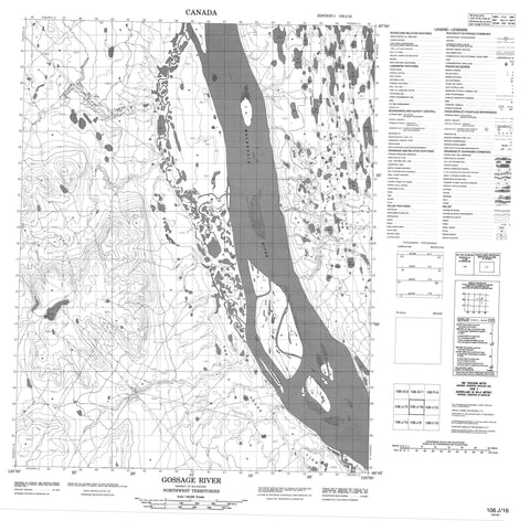 106J16 Gossage River Canadian topographic map, 1:50,000 scale