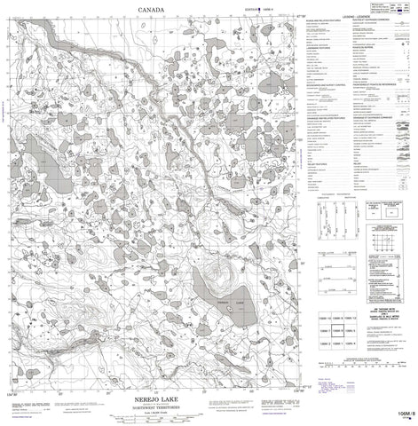 106M08 Nerejo Lake Canadian topographic map, 1:50,000 scale