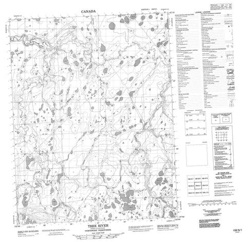 106N01 Tree River Canadian topographic map, 1:50,000 scale