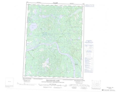 106O Travaillant Lake Canadian topographic map, 1:250,000 scale