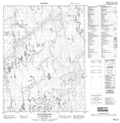106P10 Big Grass Lake Canadian topographic map, 1:50,000 scale
