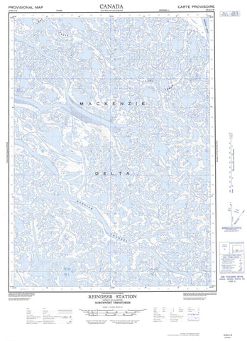 107B11W Reindeer Station Canadian topographic map, 1:50,000 scale