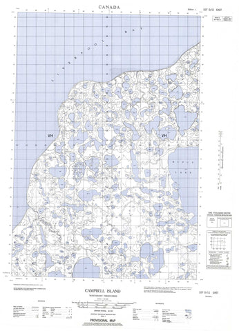 107D11E Campbell Island Canadian topographic map, 1:50,000 scale