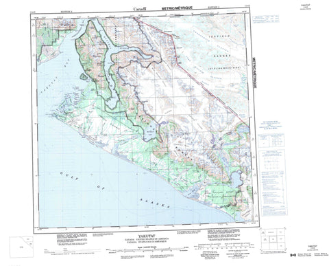 114O Yakutat Canadian topographic map, 1:250,000 scale