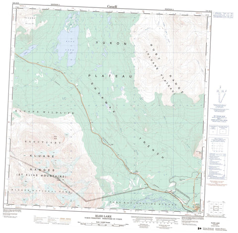 115A13 Kloo Lake Canadian topographic map, 1:50,000 scale