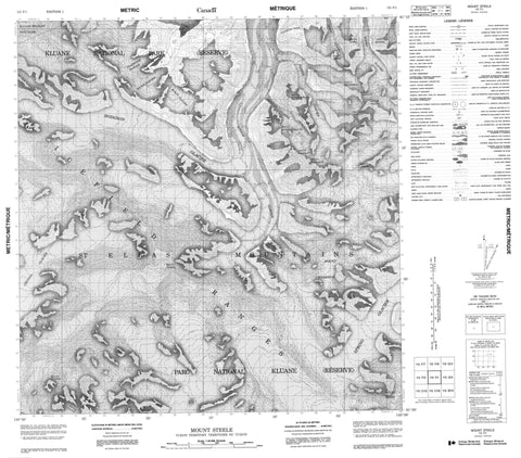115F01 Mount Steele Canadian topographic map, 1:50,000 scale