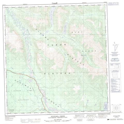 115G11 Nuntaea Creek Canadian topographic map, 1:50,000 scale