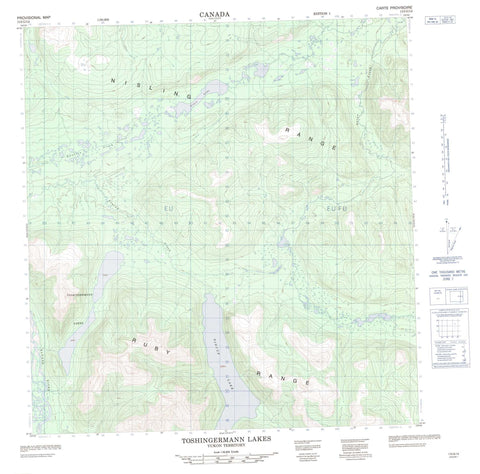 115G14 Toshingermann Lakes Canadian topographic map, 1:50,000 scale