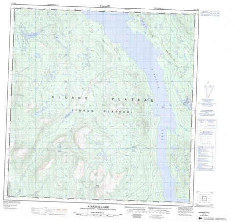 115H06 Aishihik Lake Canadian topographic map, 1:50,000 scale