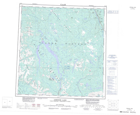 115H Aishihik Lake Canadian topographic map, 1:250,000 scale