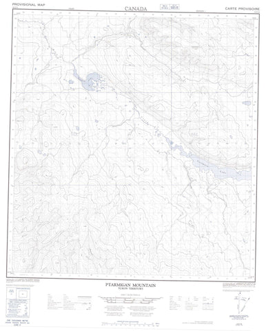 115I09 Ptarmigan Mountain Canadian topographic map, 1:50,000 scale