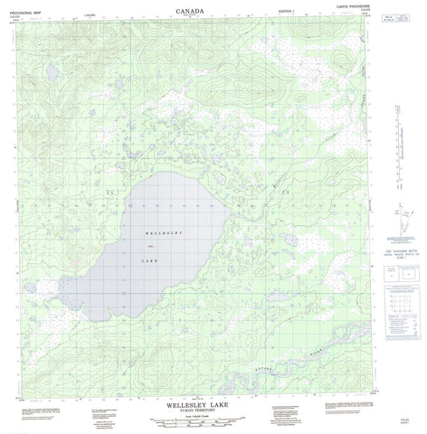 115J05 Wellesley Lake Canadian topographic map, 1:50,000 scale