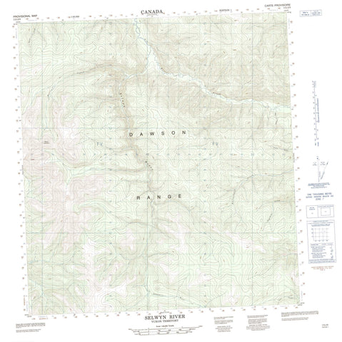 115J09 Selwyn River Canadian topographic map, 1:50,000 scale