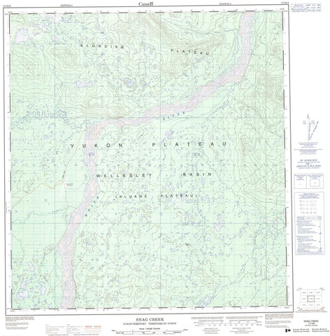 115K08 Snag Creek Canadian topographic map, 1:50,000 scale