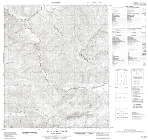 116C15 Last Chance Creek Canadian topographic map, 1:50,000 scale