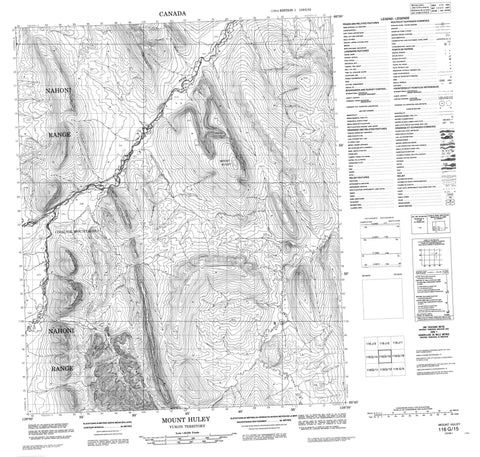 116G15 Mount Huley Canadian topographic map, 1:50,000 scale