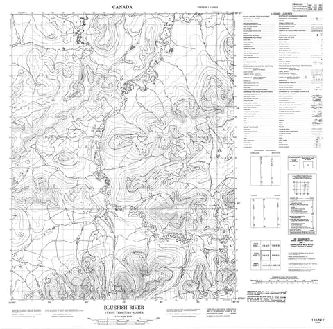 116N02 Bluefish River Canadian topographic map, 1:50,000 scale
