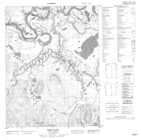 116N08 Twin Lake Canadian topographic map, 1:50,000 scale
