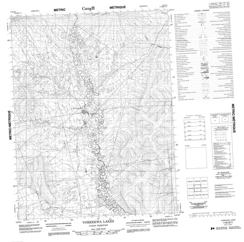 116O01 Voreekwa Lakes Canadian topographic map, 1:50,000 scale