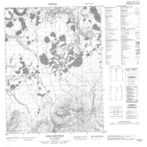 116O05 Lone Mountain Canadian topographic map, 1:50,000 scale