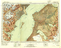 Kenai Alaska Historical topographic map, 1:250000 scale, 1 X 3 Degree, Year 1944