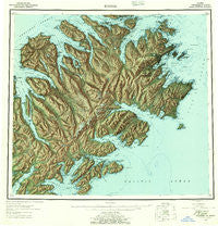 Kodiak Alaska Historical topographic map, 1:250000 scale, 1 X 2 Degree, Year 1952