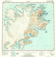 Kodiak Alaska Historical topographic map, 1:250000 scale, 1 X 2 Degree, Year 1952