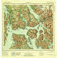Petersburg Alaska Historical topographic map, 1:250000 scale, 1 X 2 Degree, Year 1952