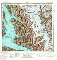 Sumdum Alaska Historical topographic map, 1:250000 scale, 1 X 2 Degree, Year 1952