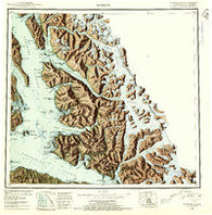 Sumdum Alaska Historical topographic map, 1:250000 scale, 1 X 2 Degree, Year 1952