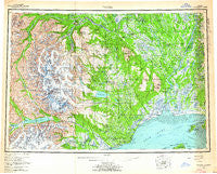 Tyonek Alaska Historical topographic map, 1:250000 scale, 1 X 3 Degree, Year 1958