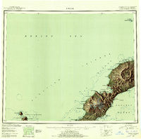 Umnak Alaska Historical topographic map, 1:250000 scale, 1 X 2 Degree, Year 1951
