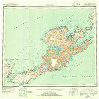 Unalaska Alaska Historical topographic map, 1:250000 scale, 1 X 2 Degree, Year 1951