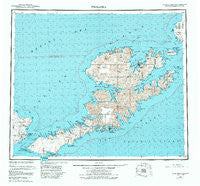Unalaska Alaska Historical topographic map, 1:250000 scale, 1 X 2 Degree, Year 1951