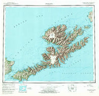 Unalaska Alaska Historical topographic map, 1:250000 scale, 1 X 2 Degree, Year 1951