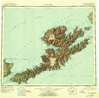 Unalaska Alaska Historical topographic map, 1:250000 scale, 1 X 2 Degree, Year 1951