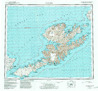 Unalaska Alaska Historical topographic map, 1:250000 scale, 1 X 2 Degree, Year 1951