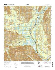 Coffeeville Lock And Dam Alabama Current topographic map, 1:24000 scale, 7.5 X 7.5 Minute, Year 2014