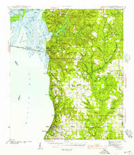 Fairhope Alabama Historical topographic map, 1:62500 scale, 15 X 15 Minute, Year 1944