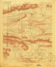 Poteau Mountain Arkansas Historical topographic map, 1:125000 scale, 30 X 30 Minute, Year 1899