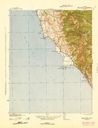 Ano Nuevo California Historical topographic map, 1:62500 scale, 15 X 15 Minute, Year 1942