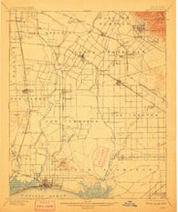 Downey California Historical topographic map, 1:62500 scale, 15 X 15 Minute, Year 1902