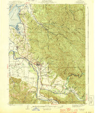 Fortuna California Historical topographic map, 1:62500 scale, 15 X 15 Minute, Year 1944