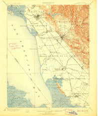 Haywards California Historical topographic map, 1:62500 scale, 15 X 15 Minute, Year 1899