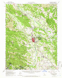 Healdsburg California Historical topographic map, 1:62500 scale, 15 X 15 Minute, Year 1955