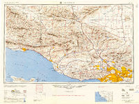 Los Angeles California Historical topographic map, 1:250000 scale, 1 X 2 Degree, Year 1955